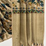 Kalpataru Intertwined Kalamkari Silk Saree - Cream