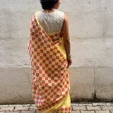 Tuhina Yellow Kutch Embroidery Organza Saree