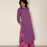 Elements Botanical Applique Kurta - Violet