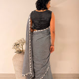 Zephyr Cutwork Embroidered Cotton Saree - Black