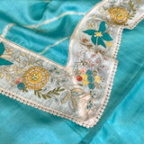 Hand embroidered shibori tussar saree