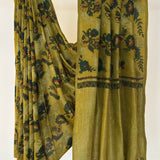 Kalpataru Intertwined Kalamkari Silk Saree - Olive