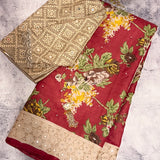 Floral tussar cutwork saree