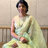 Metallic handwoven organza saree