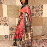 Veena Daylily Tussar Silk Saree - Pink