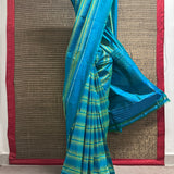 Handloom Ikat Silk Saree - Turquoise