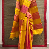 Vera Colour Blocked Kolam Kanchi Silk Saree - Yellow
