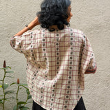 Kaleidoscope Fraction Kanchi Cotton Shirt - Beige