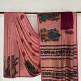 Kalpataru Ganesha Kalamkari Silk Saree - Pink and Violet