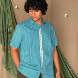 Flowerbed Bramble Embroidered Placket Shirt - Blue Sky