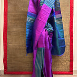 Colour Blocked Kanchipuram Silk Saree - Purple