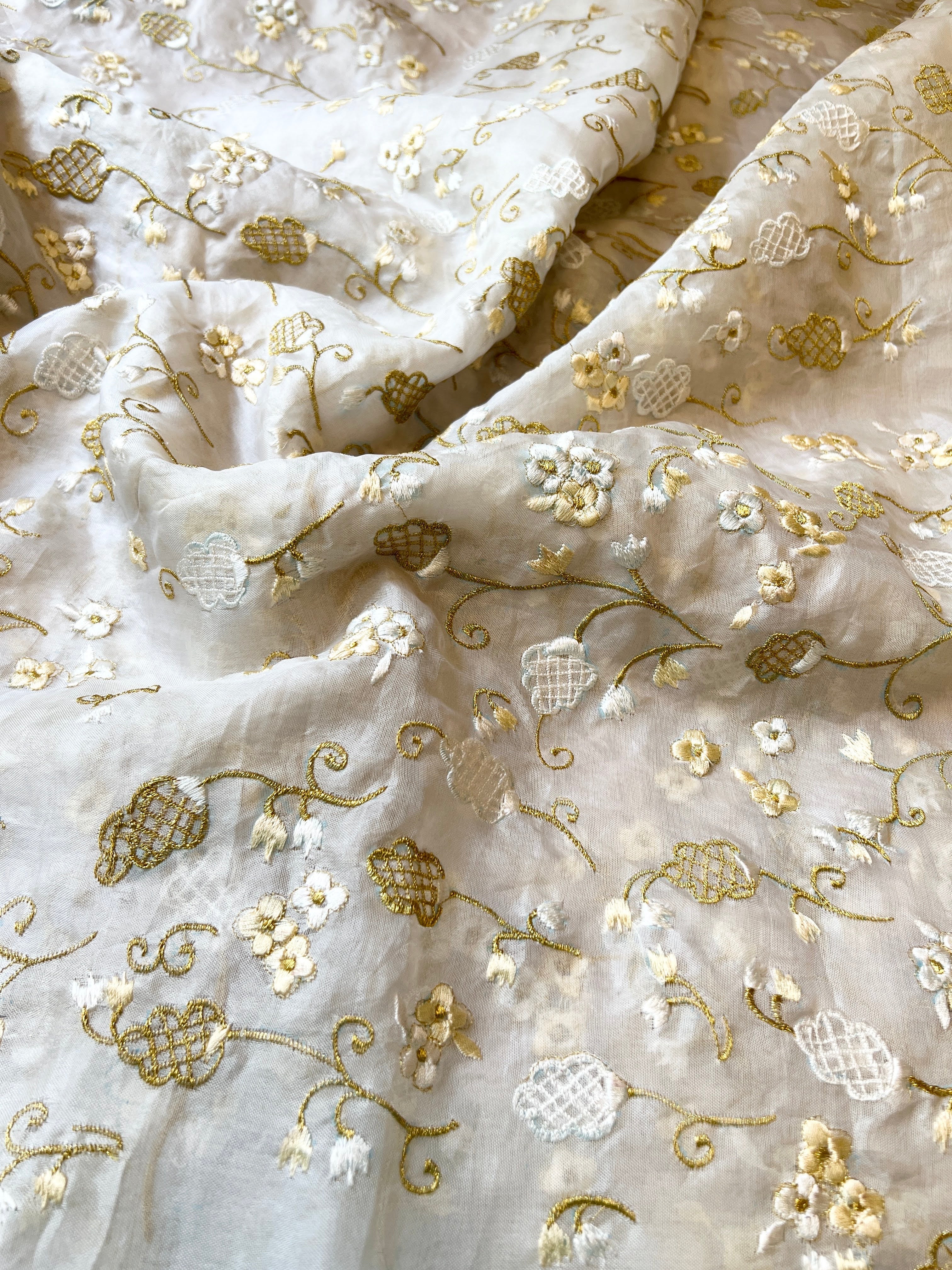 Organza gold embroidered saree