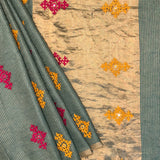 Tushara Zari Checks Tussar Saree - Sage