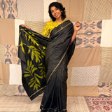 Handloom Ikat Silk Saree - Black