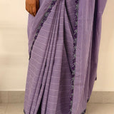 Zephyr Cutwork Embroidered Cotton Saree - Lavender