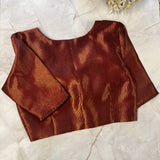 Maroon and gold zari striped silk blouse