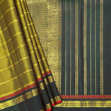 Sumangala Horizontal Stripes Kanchi Silk Saree - Yellow