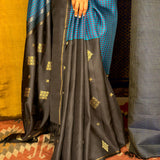 Ranya Kattam Half and Half Silk Saree - Blue and Black