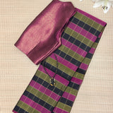 Charita Gold Grid Kanchipuram Silk Saree - Black