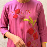 Fruit and Foliate Embroidered Silk Kurta