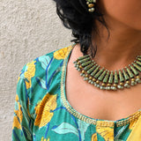 Green Floral Cotton Kalidar Set