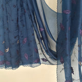 Verdure Cutwork Embroidered Organza Saree - Navy