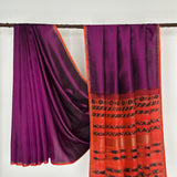 Kalpataru Floral Kalamkari Silk Saree - Violet and Orange