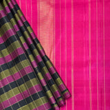 Charita Gold Grid Kanchipuram Silk Saree - Black