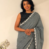Zephyr Cutwork Embroidered Cotton Saree - Black