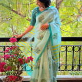 Nisha Floral Organza Saree - Green