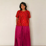 Elements Sunrise Pleated Ikat Top - Crimson