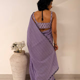 Zephyr Cutwork Embroidered Cotton Saree - Lavender