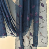 Verdure Cutwork Embroidered Organza Saree - Navy