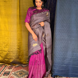 Madhura Paperflowers Kanchi Organza Saree - Mauve and Violet