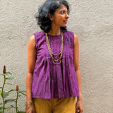 Kaleidoscope Scatter Sleeveless Kanchi Cotton Top - Purple