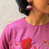 Fruit and Foliate Embroidered Silk Kurta