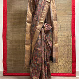 Forest Raga Tussar Kalamkari Saree - Maroon