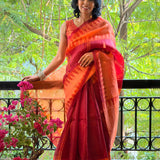 Nisha Geometric Organza Saree - Red