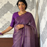 Metallic zari striped organza saree
