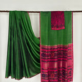 Kalpataru Raindrop Kalamkari Silk Saree - Green and Pink