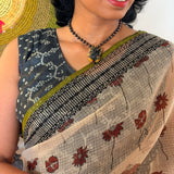 Tussar Bandhani Sleeveless Blouse - Black