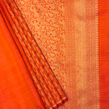 Nihira Terraced Fields Kanchipuram Silk Saree - Orange