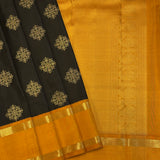 Mohana Kolam design kanchi silk saree - Black and yellow