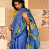 Mishrita Organza Flip Saree - Cobalt