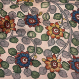 Kalpataru Twin Border Floral Kalamkari Saree - Black and Pink