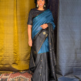 Ranya Kattam Half and Half Silk Saree - Blue and Black