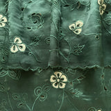 Verdure Cutwork Embroidered Organza Saree - Green