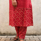 Red Bandhani Silk Coord Set