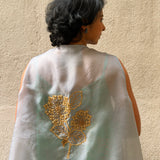 Grey Embroidered Organza Overlay