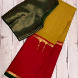 Tejasvi Golden Olive Kanchipuram Silk Saree